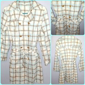 🎄3/$15 NWOT NOA NOA Belted Plaid Trench Coat